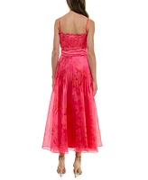 Taylor Women's Printed Pleated Sleeveless Midi Dress