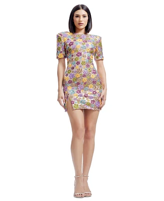 Dress the Population Women's Maddox Floral Sequin Bodycon