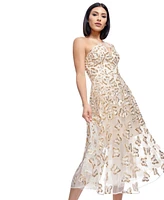 Dress the Population Women's Briella Butterfly Sequin Strapless Fit & Flare