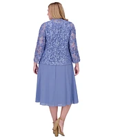 Jessica Howard Plus 2-Pc. Lace Jacket & Dress Set