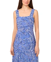 Vince Camuto Women's Paisley-Print Square-Neck Smocked-Back Sleeveless Maxi Dress
