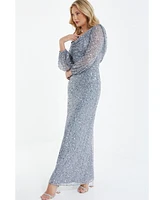 Quiz Women's Sequin cowl Front Maxi Dress