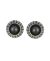 Bling Jewelry Bali Style Two Tone Dome Button Clip On Earrings For Women Non Pierced Ear