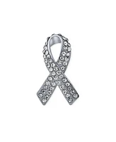 Bling Jewelry Cancer Awareness Brooche Pin - Silver Blue Pink Crystal Enamel Support Symbol