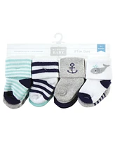 Hudson Baby Cotton Rich Baby Terry Socks 16-Pack, Mint Whale, 0-6 Months