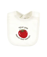 Touched by Nature Unisex Baby Organic Cotton Bibs, Happy Veggies, One Size