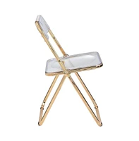 Lawrence Acrylic Folding Chair With Gold Metal Frame