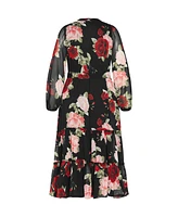 Plus Roma Print Long Sleeve Dress