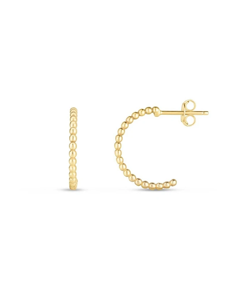 The Lovery Gold Beaded C Hoop Earrings 14K Gold