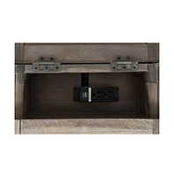 Rustic Shores Distressed Acacia Usb Charging Chairside End Table