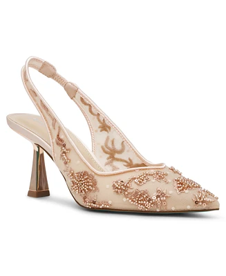 Betsey Johnson Nikki Embroidered Slingback Evening Pumps