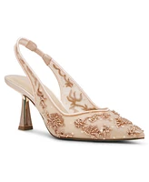 Betsey Johnson Nikki Embroidered Slingback Evening Pumps