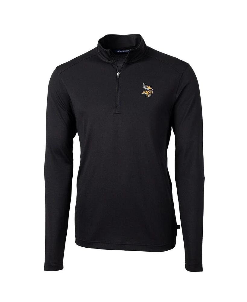 Cutter & Buck Men's Black Minnesota Vikings Virtue Eco Pique Quarter-Zip Pullover Jacket