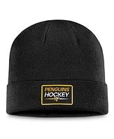 Fanatics Men's Black Pittsburgh Penguins Authentic Pro Cuffed Knit Hat