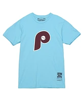 Mitchell & Ness Men's Light Blue Philadelphia Phillies Cooperstown Collection Team Logo T-Shirt