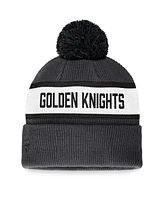 Fanatics Men's Charcoal Vegas Golden Knights Fundamental Wordmark Cuffed Knit Hat with Pom