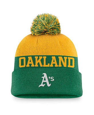 Nike Men's Green Oakland Athletics Rewind Peak Cuffed Knit Hat with Pom