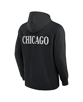 Fanatics Men's Black Chicago Blackhawks Elements Blaze Tri-Blend Long Sleeve Hoodie T-Shirt