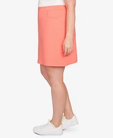 Hearts Of Palm Plus Spring Forward Solid Tech Stretch Pull On Skort