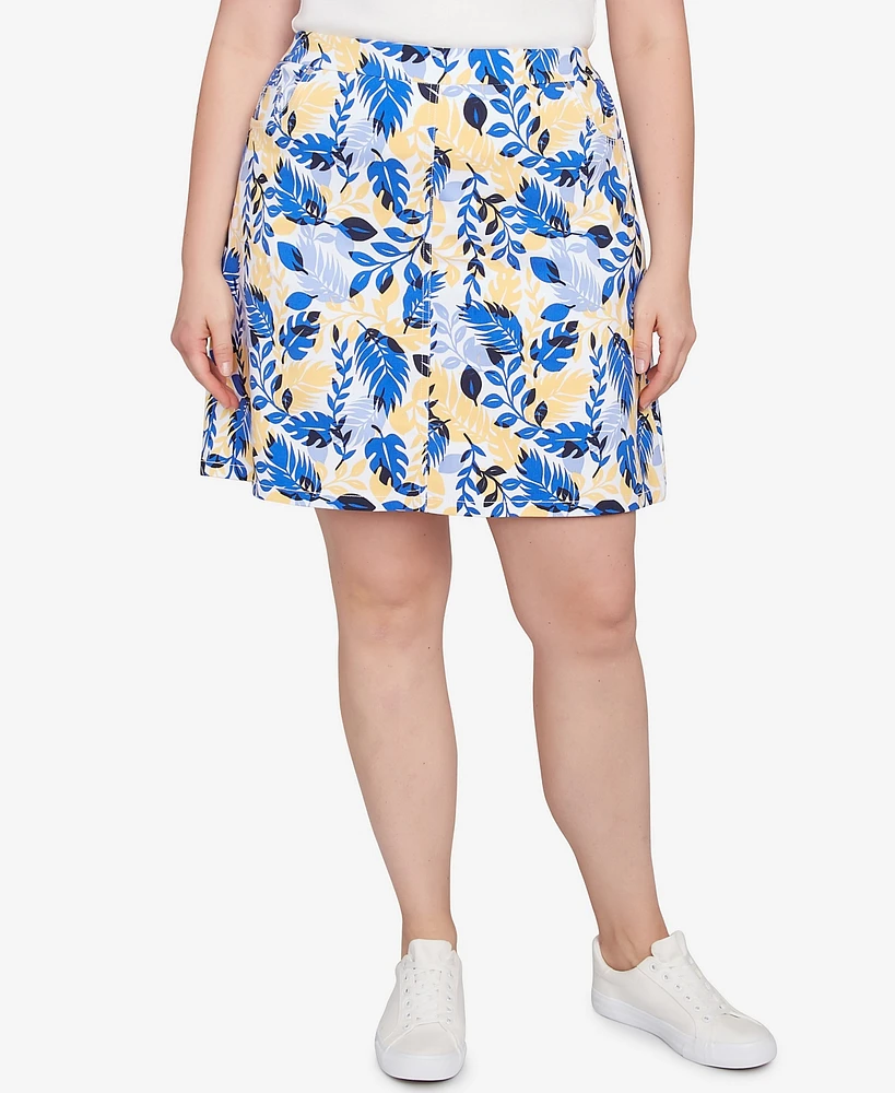 Hearts Of Palm Plus Making Waves Printed Pull On Skort