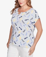 Hearts Of Palm Plus Making Waves Flip Flop Print Top