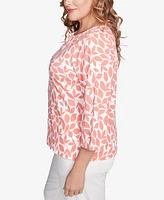 Hearts Of Palm Plus Printed Essentials V-Neck Top