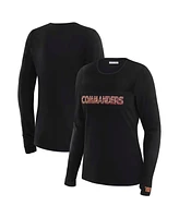 Wear by Erin Andrews x Gracie Hunt Women's Black Washington Commanders Mesh Panel Long Sleeve T-Shirt