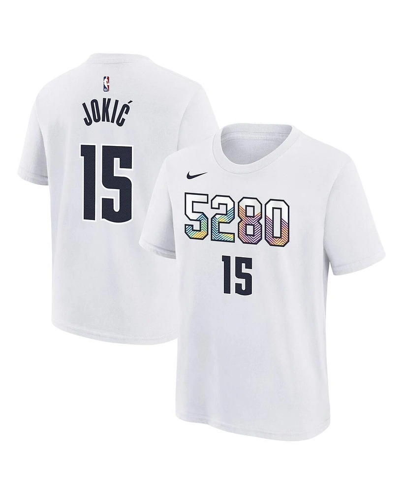 Nike Youth Nikola Jokic White Denver Nuggets 2024/25 City Edition Name Number T-Shirt