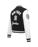 Pro Standard Women's Black New York Yankees Rib Wool Full-Zip Varsity Jacket