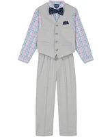 Nautica Toddler and Little Boys 4-Piece Slub Tick Vest with Bow Tie Set