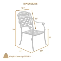 Patio Chairs set of 2 Cast Aluminum Furniture Outdoor Metal Garden Chair for Indoor Bistro Balcony