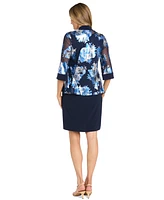 R & M Richards Women's 2-Pc. Metallic-Floral Jacket Sheath Dress