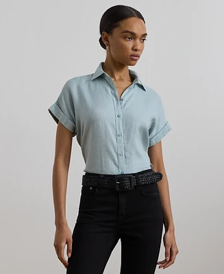 Lauren Ralph Petite Dolman Sleeve Linen Top