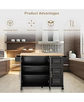 Multi-Functional Kitchen Island and Rolling Cart with Storage Counter Space