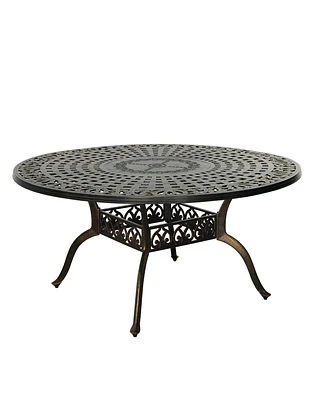 59 Inches Outdoor Dining Table Cast Aluminium Round Table Patio Dining Table All Weather Outdoor Bistro Table for Backyard Garden Patio