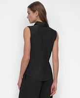 Dkny Women's Sleeveless Button-Front Collared Blouse