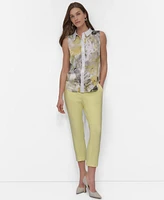 Dkny Women's Printed Sleeveless Collared Blouse