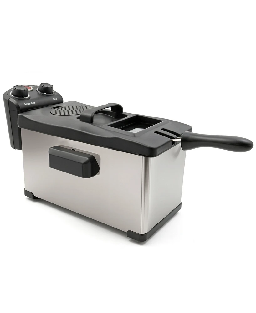 Elite Cuisine Stainless Steel 3.5 Quart Immersion Deep Fryer with Timer