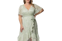 Kiyonna Plus Palermo Lace Faux Wrap Cocktail Dress