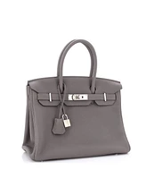 Pre-Owned HERMES Birkin 30 Handbag Grey Togo with Palladium Hardware