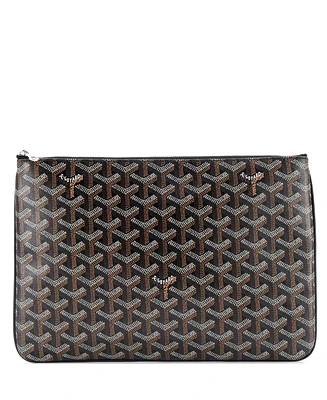 Pre-Owned Goyard Mm Senat Zip Pouch Coated Canvas