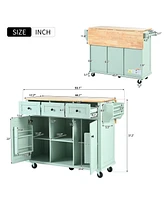 Kitchen Cart with Drop-Leaf Countertop and Storage for Small Spaces