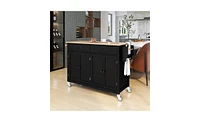 Kitchen Island Cart with 4-Door Cabinet and Ample Storage Space for Organization