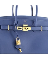 Pre-Owned HERMES Birkin 30 Handbag Blue Epsom with Gold Hardware