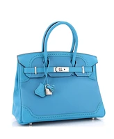 Pre-Owned HERMES Birkin 30 Handbag Blue Togo and Swift with Palladium Hardware