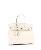 Pre-Owned HERMES Birkin 30 Handbag Light Epsom with Palladium Hardware