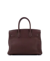 Pre-Owned HERMES Birkin 30 Handbag Brown Clemence with Gold Hardware