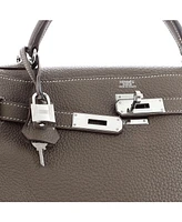 Pre-Owned HERMES Kelly Handbag Clemence with Palladium Hardware