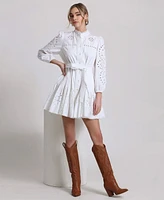 Avec Les Filles Women's Eyelet Shirtdress