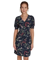 Tommy Hilfiger Women's Floral-Print Puffed-Sleeve Dress